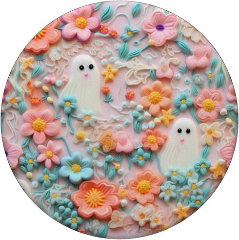 Pink Ghost Floral Flower Foliage Pattern PopSockets Adhesive PopGrip