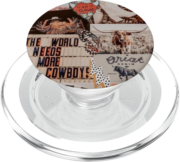 PopSockets PopGrip for MagSafe - Retro Western Cowgirl Collage Aesthetic Cowboy Yeehaw Trendy