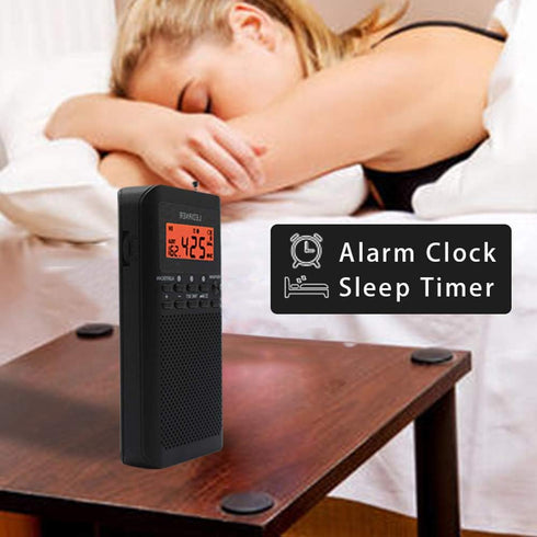 NOAA Weather AM FM Radio, Portable Battery Operated with Stereo Earphone, LCD Display Digital Alarm Clock
