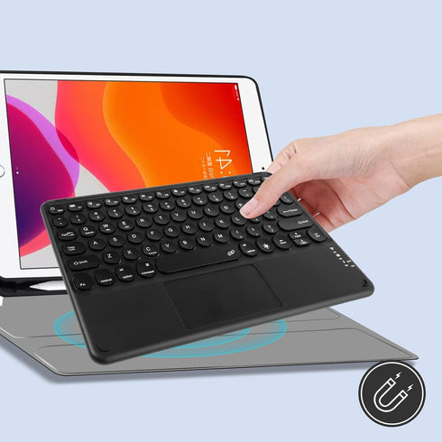 Wireless Bluetooth Keyboard with Touchpad, Portable Ultra Slim 7-Colors RGB Backlit Rechargeable Keyboard for iPad