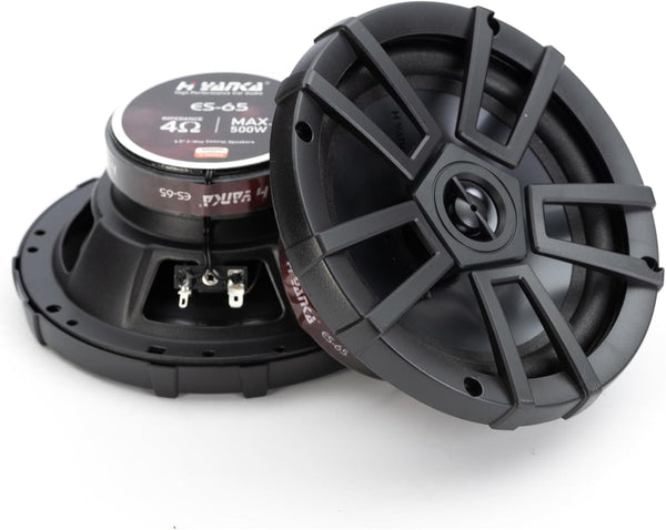 H YANKA ES-65 6.5 Door Speakers, 500 Watts Full-Range Stereo, 2-Way Coaxial Speakers, Installation Kit for Cars
