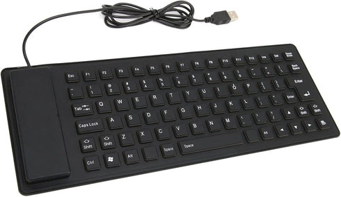 VBESTLIFE Foldable Silicone Keyboard, USB Wired 85 Keys Waterproof Rollup Keyboard for Laptop (Black)