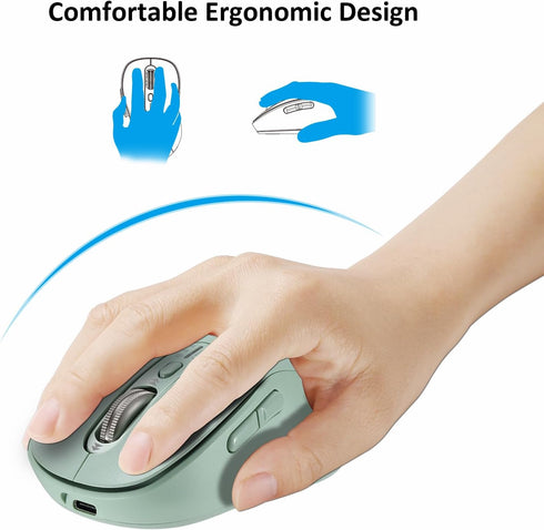 Wireless Bluetooth Mouse with 4 Way Navigation Scrolling, Rechargeable, 3200 DPI, Multi-Device for Computer, Laptop,