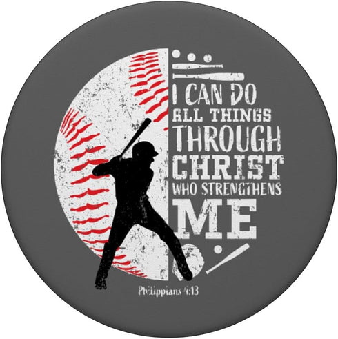 Cool Baseball Player Gifts for Boys Kids Christian Bible Verse PopSockets Standard Grip