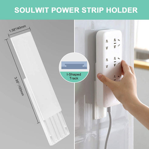 SOULWIT 5-Pack Self Adhesive Power Strip Holder, Surge Protector Wall Mount, Punch Free Cable Management for Home Office