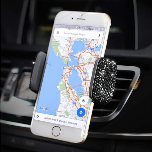 SUNCARACCL Bling Car Phone Holder, 360° Adjustable Crystal Auto Mount for Windshield Dashboard and Air Outlet (Black)