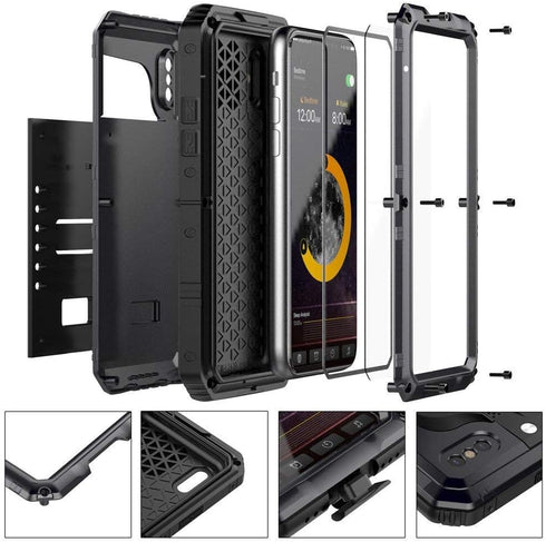 Beasyjoy Heavy Duty Metal Case for iPhone Xs/X/10, Waterproof Tough Cover with Full Body Protection, Black