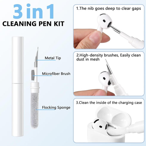 Lerobo 4 4 2024 for Airpods Case Cover with Cleaner Kit, Cute Flower Engraved Silicone Protective Case Cover