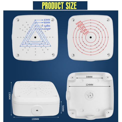 5" Security Camera Base Junction Box, Universal Electrical Box for CCTV Surveillance Cameras, Plastic Waterproof Junction Box Mount Bracket (5" Square Mount Junction Box)