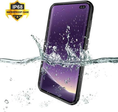 Waterproof Case for Galaxy S10+ Plus, Built-in Screen Protector, Full Body Shockproof Rugged Case, Black