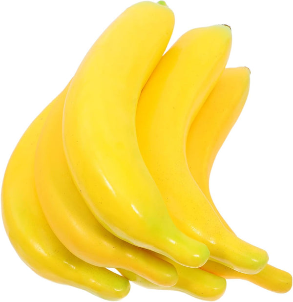 VICASKY 6pcs Lifelike Artificial Bananas Weighted Simulation Fruit Kitchen Cabinet Decor Wedding