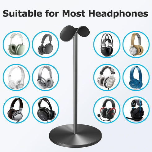 Headphone Holder Stand for Desk, Gaming Headset Stand with Heavy Base, Modern Black Gaming Desk Accessories