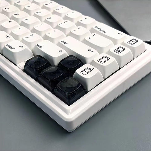 Blank Crystal Transparent Black Keycaps, 1U XDA Profile for MX Switches, Mechanical Keyboard Backlit (20pcs)