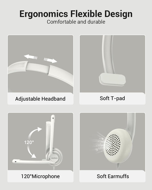 HW02 USB Headset with Microphone, Noise Cancelling, Ultra Comfort Wired Office Call Center Headset