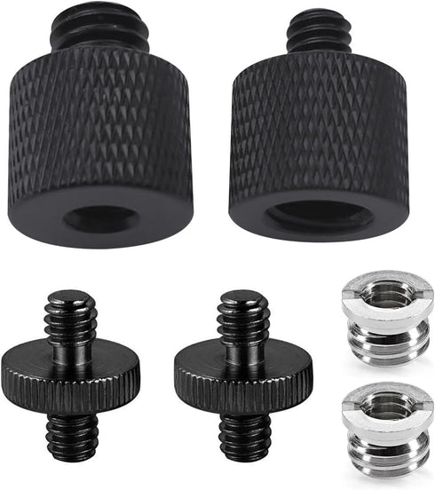Threaded Tripod Screw Adapter Double Head Stud, 1/4" Male to 3/8" Female Adapter Set for Camera Cage Mount Light Stand