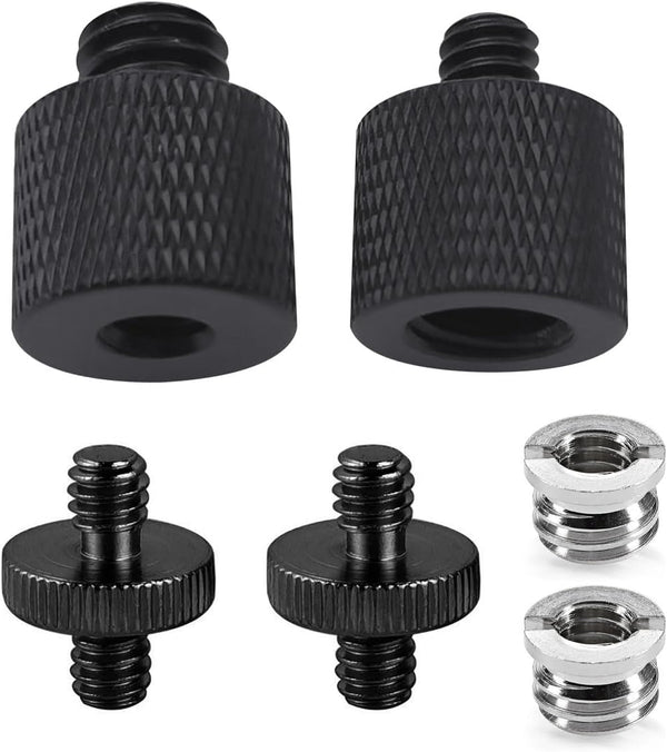 Threaded Tripod Screw Adapter Double Head Stud, 1/4" Male to 3/8" Female Adapter Set for Camera Cage Mount Light Stand