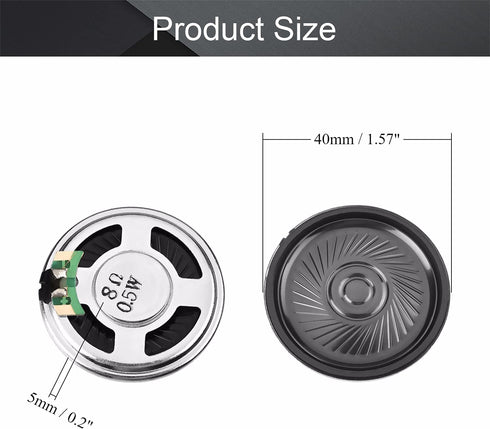 Fielect 2Pcs DIY Speaker 0.5W 8 Ohm Replacement Loudspeaker, 40mm Diameter Round Shape