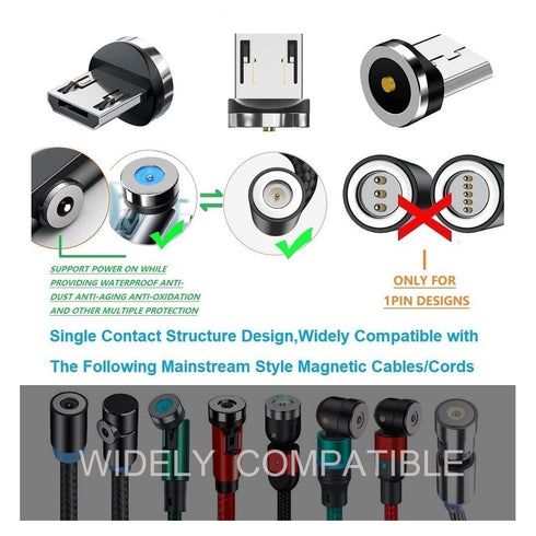 Magnetic Charging Series (Micro Tips) 10pcs,Just Micro Tips Without Nylon Braided USB Cords,Compatible for MicroAndriod SmartSeries.