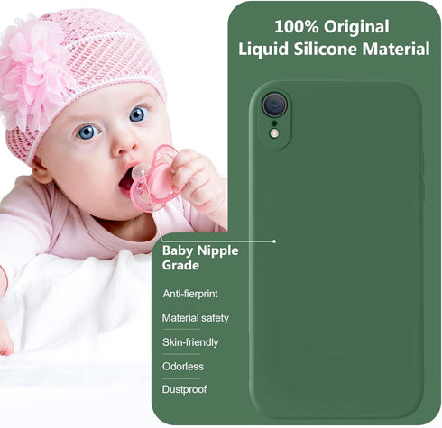 Vooii Upgraded Liquid Silicone Phone Case for iPhone XR, 6.1 inch, Green with Square Edges & Camera Protection