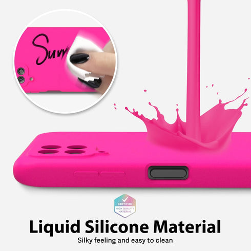 oakxco Liquid Silicone Grip Case for Samsung Galaxy A12, Cute Thin Slim Soft Rubber TPU Cover (Fuchsia Hot Pink)