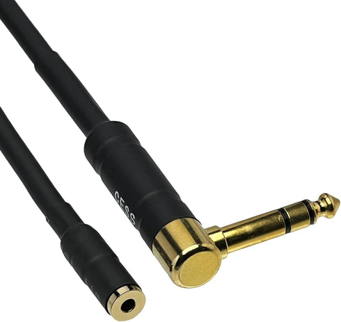 CESS-238 Right Angle 1/4 Inch TRS to 3.5mm Adapter, 6.35mm Male to 3.5mm Female Stereo Audio Adapter