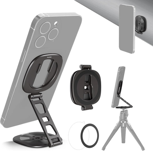 NEEWER Dual Magnetic Phone Ring Holder, Slim Folding Cell Phone Grip Stand Tripod