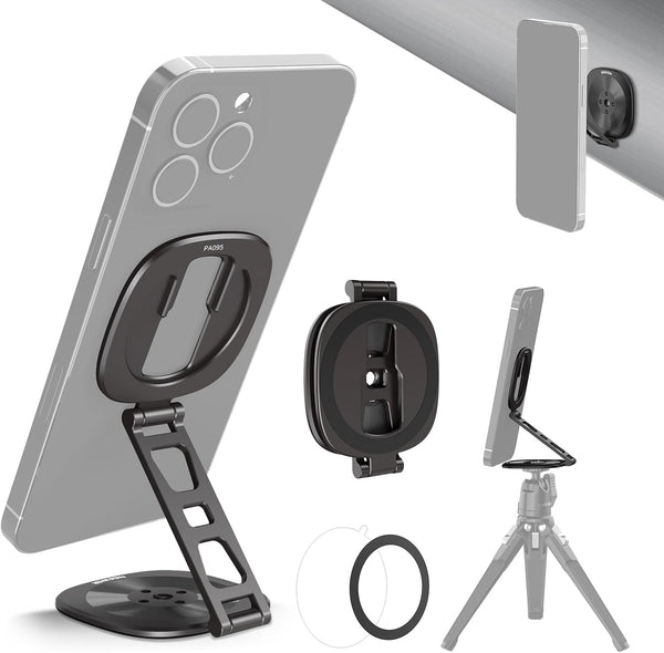 NEEWER Dual Magnetic Phone Ring Holder, Slim Folding Cell Phone Grip Stand Tripod