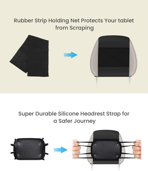 WONNIE Car Tablet Holder - Upgraded Back Seat Headrest Mount for Kids, Fits All 7-12.9'' Tablets, 2 Pack