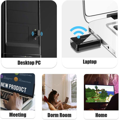 Blueshadow AC1300 USB WiFi Adapter, 2.4G/5G Dual Band Wireless Network Adapter for Desktop Computers, MU-MIMO WiFi