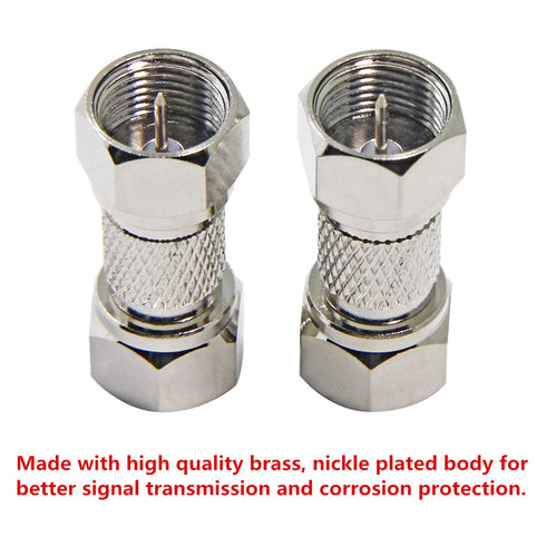 Male to Male Coax Connector, 2 Pack 75 Ohm F Type RG6 Coaxial Cable Adapter for TV, Antenna, Splitter, Amplifier