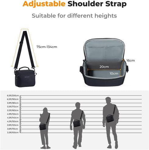 K&F CONCEPT Camera Sling Bag Small Crossbody Camera Case DSLR/SLR/Cute Compact Shoulder Photography Bags