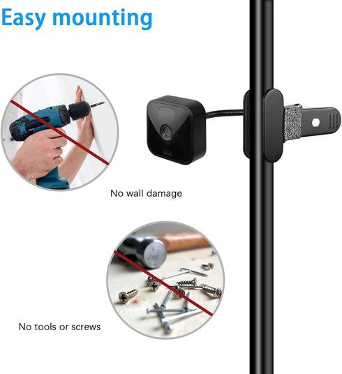 Outdoor Mount for Blink Outdoor 4, Blink XT3/XT2/XT/Mini Camera,Gooseneck Camera Clamp Mount for Blink Camera on Gutter,Window Guards,Trees etc(No Drill,Black, 1 Pack)