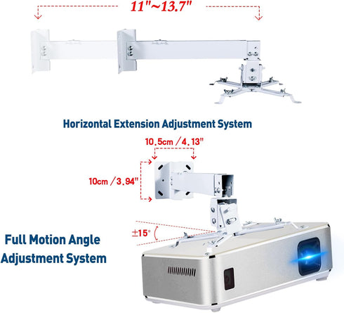Homcine 11 13.7 Inches Projector Ceiling Wall Mount Adjustable Height from to Bracket with Extendable Arms Low Profile