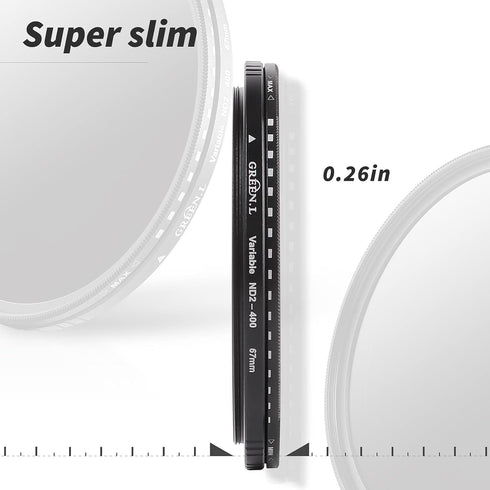 82mm Variable ND Filter, Ultra Slim ND2 to ND400 (1-9 Stops) Adjustable Neutral Density Filter for Camera Lens