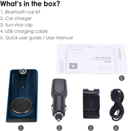 Avantree CK11 Bluetooth 5.0 Hands Free Cell Phone Car Kit, 3W Loud Speakerphone, Support Siri Assistant, Wireless in