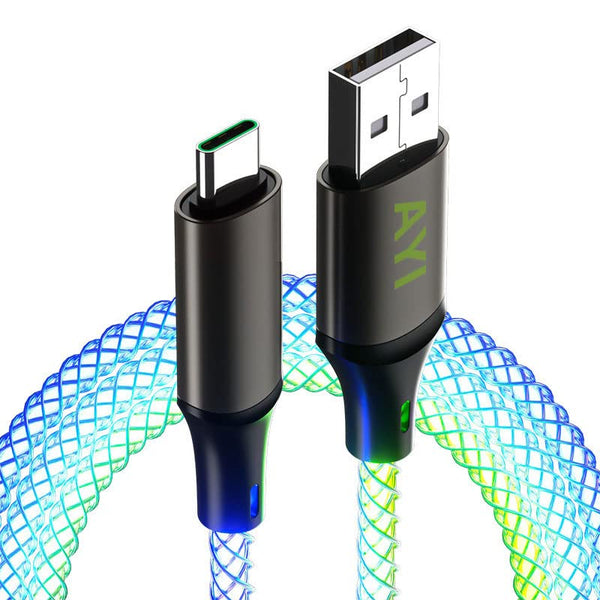 AYI RGB USB Type C to USB A 2.0 Charger Cable, Fast Charging High Data Speed, 39 Inches Compatible with All Type C