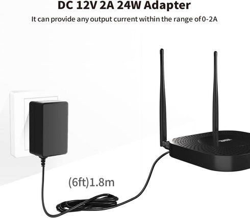 Tonton 12V 2A 6Ft 24W 100-240V 8Tips 12Volt 2A 1.8A 1.5A 1.2A 1A 0.5A Power Supply Adapter, Universal Charger AC