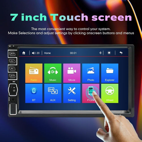 KUNFINE 7" Single Din Car Stereo Audio BT MP5 Player, USB FM Multimedia Radio with Reverse Camera and Steering Wheel