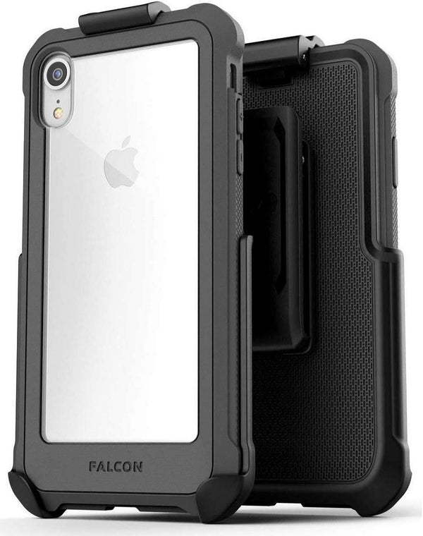 ENCASED Heavy-Duty Protective Belt Clip Case for iPhone XR with Tempered Glass Screen Protector - Falcon Gray