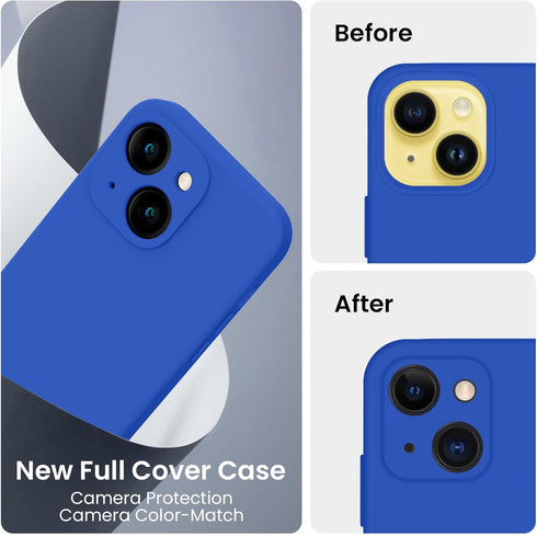 FireNova iPhone 14 Case, Klein Blue Silicone with Camera Protection & 2 Screen Protectors, 6.1" Soft Microfiber Lining.