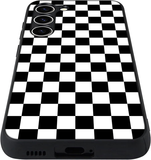 Tnarru Samsung Galaxy S23+ Case, Checkered Pattern Hard PC Back and Soft TPU Sides, Scratchproof Shockproof Protective
