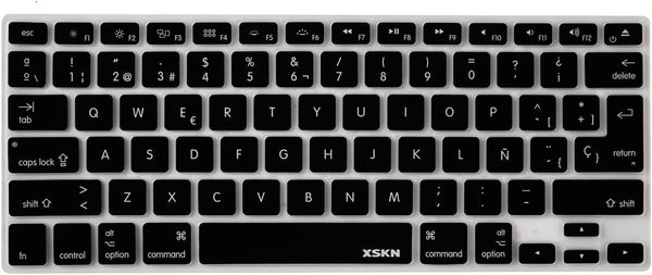 XSKN Spanish Language Silicone Keyboard Skin Cover for MacBook Air 13 & Pro 13 15 17 inch (Black)