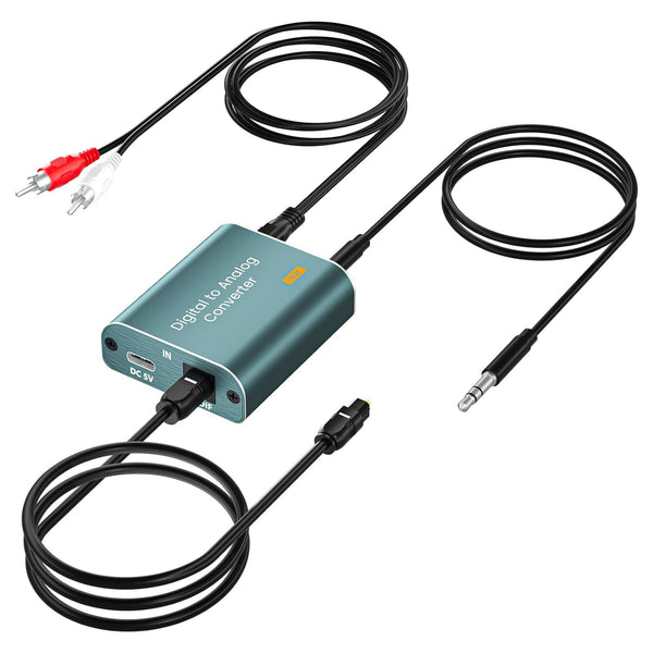 192kHz DAC Audio Converter Digital to Analog Audio Converter, 7ft/2.1m Optical Audio