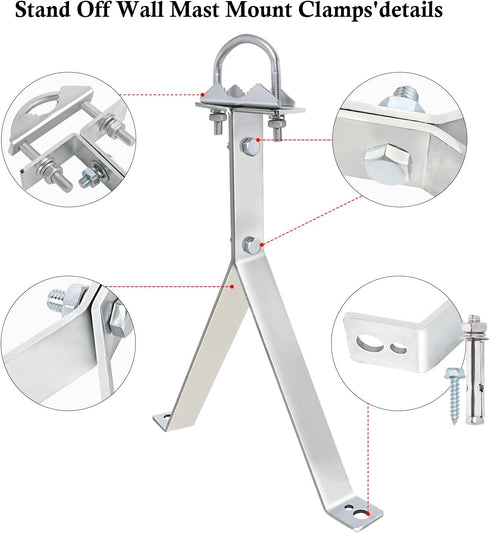 XRDS -RF 12 Inch (2-Leg 2-Leg) XRDS-RF Antenna Wall Mount Heavy-Duty Stand Off Wall Mast Mount Windproof Antenna