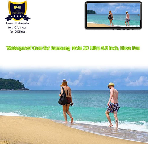 Compatible Waterproof Case for Note 20 Ultra, IP68 Underwater Shockproof Cover with Built-in Screen Protector