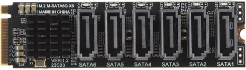 M.2 to SATA3.0 Adapter Card, M.2 M EKY PCIE3.0 to SATA, ASM1166 6Gbps 6 Port Expansion Interface Card