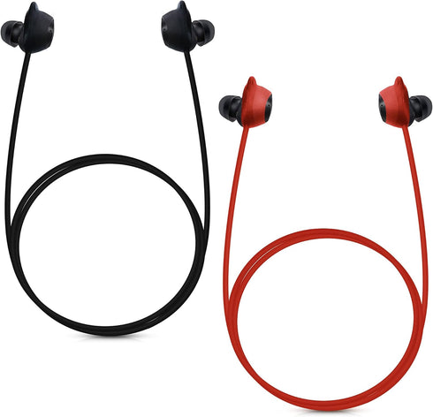 kwmobile Straps Compatible with Samsung Galaxy Buds/Buds Plus - 2X Silicone Holder for Wireless Earphones in Black/Red