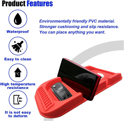 smilfuy Car Dashboard Anti-Slip Mat Cell Phone Holder, Double-Groove Sticky Gripping Gel Pad with Number Plate