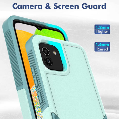 Galaxy A04e 4G Case - PC+TPU Two-in-one Double-Layer Anti-Fall Mobile Phone Protective Case (Mint Green)