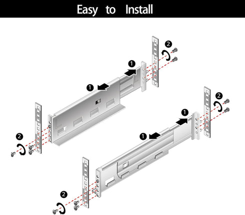 Suprwin 1U 4-Post 17"-27.9" Depth,110 Lbs Server Rack Rails, Universal Rack Mount Rails Fit for Dell Compaq Hp IBM APC